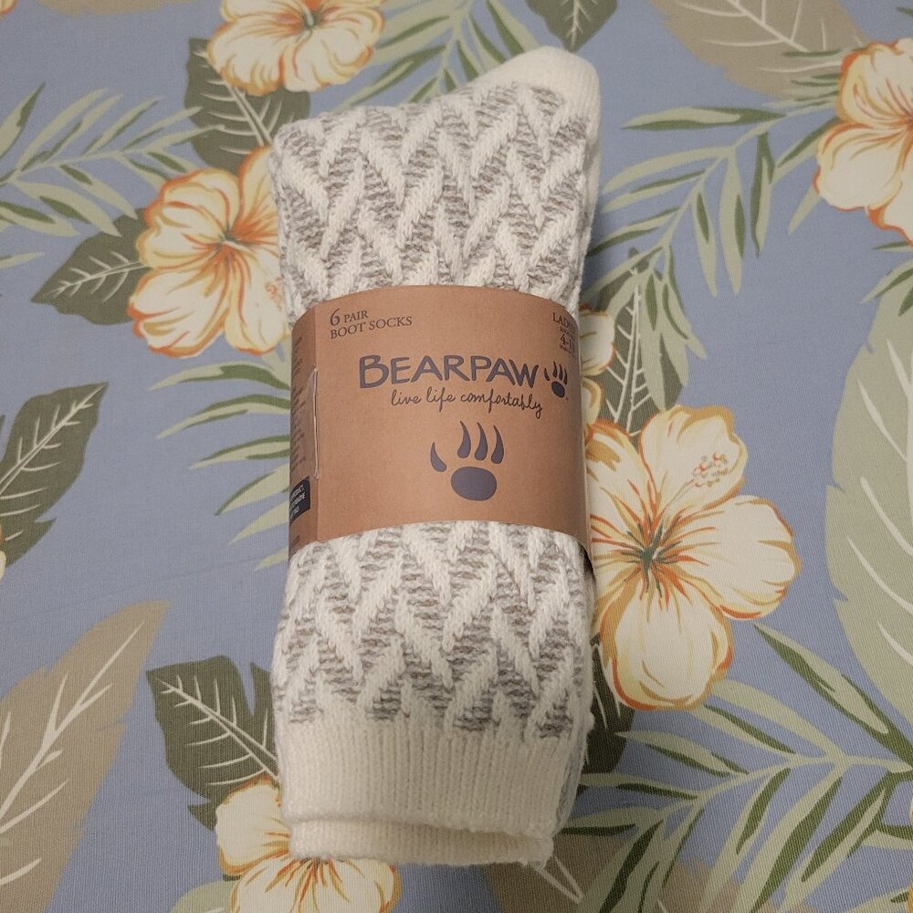 Bearpaw Women's Boot Sock, 6-pair, Ivory